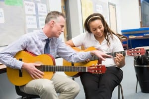 Man Giving Student a Guitar Lesson